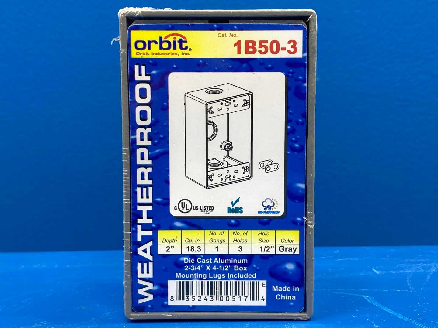 1B50-3 Waterproof Die Cast Aluminum 2-3/4"x4-1/2" Box (Mounting Lugs Included)