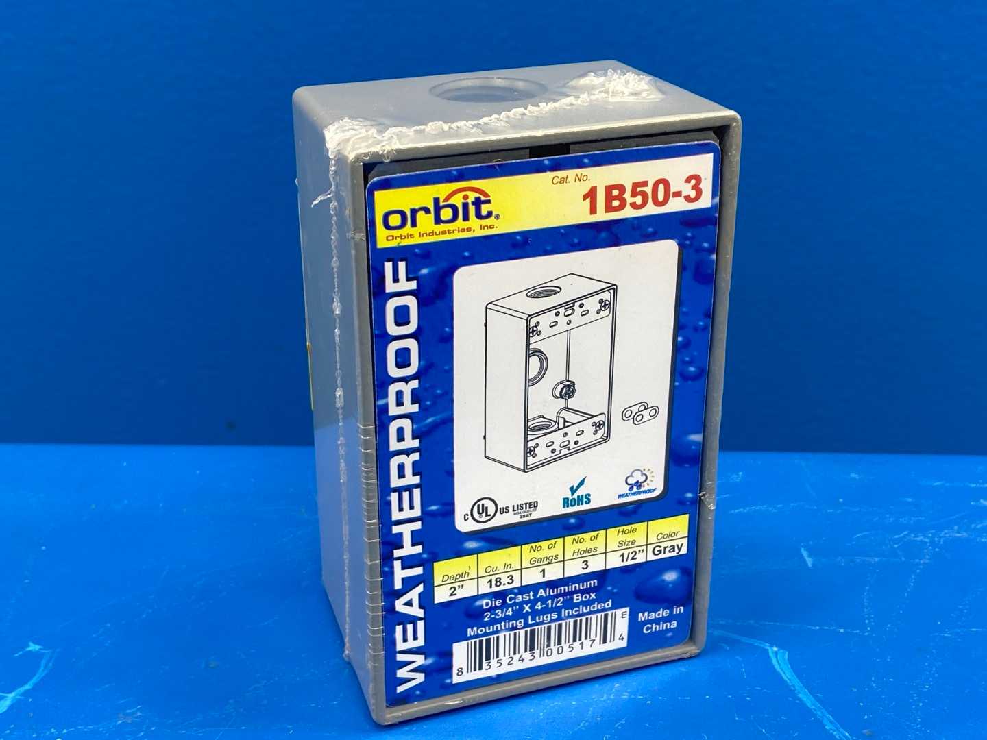 1B50-3 Waterproof Die Cast Aluminum 2-3/4"x4-1/2" Box (Mounting Lugs Included)