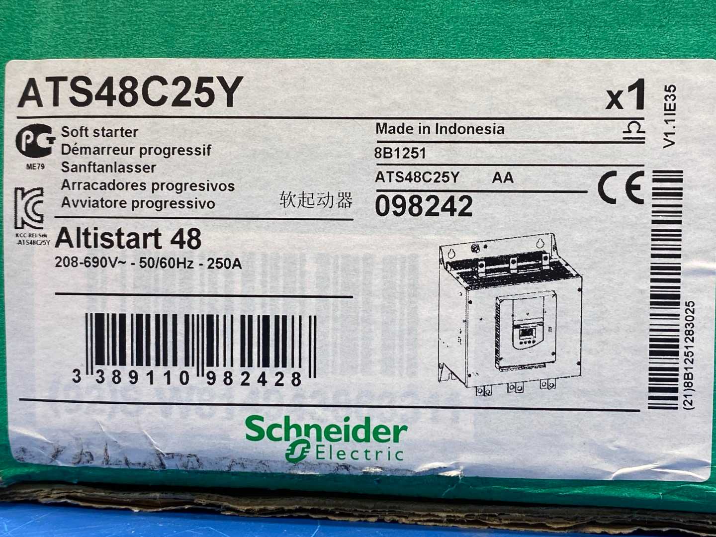 Schneider Electric Altistart 48 Soft Starter, ATS48C25Y, 208-690V 50/60Hz, 250A