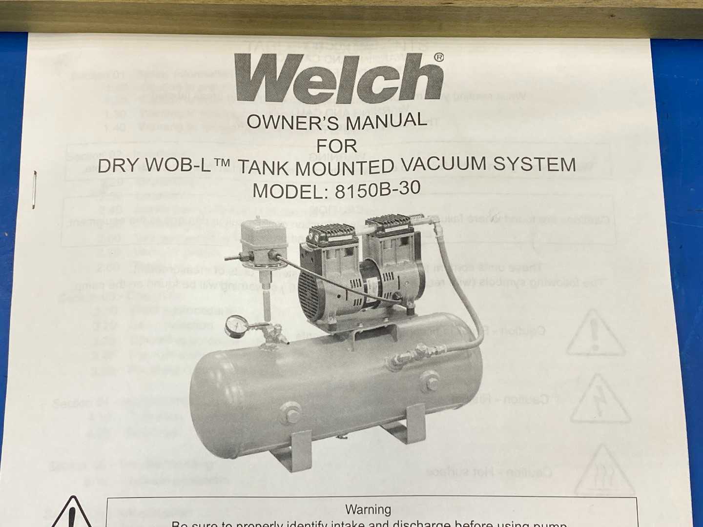 Welch Gardner Denver 8150B-30 A Oil Free Electric Vacuum Pump Tank