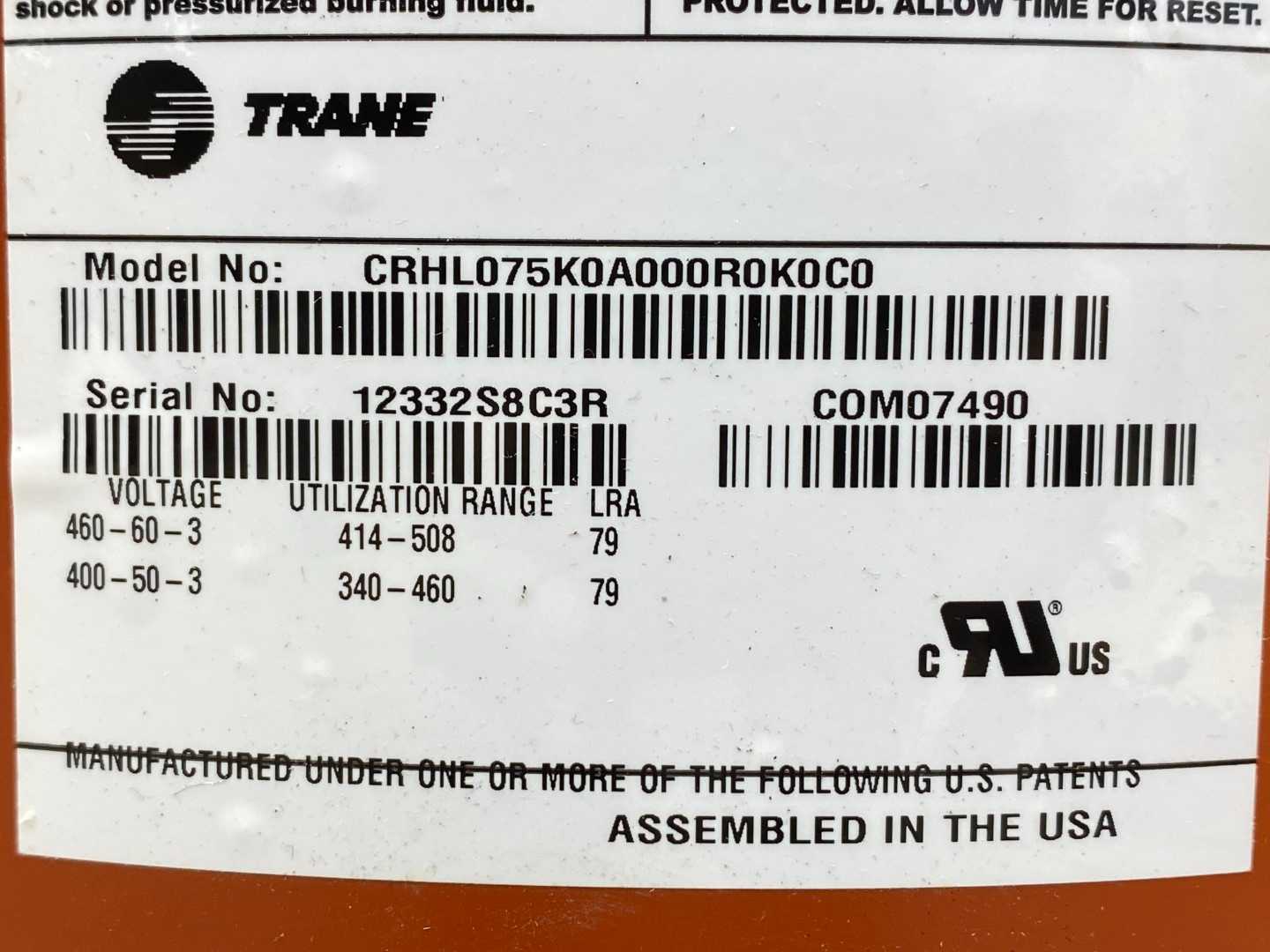 Trane Compressor 7.5 tons CRHL075K0A000ROK0CO COM07490