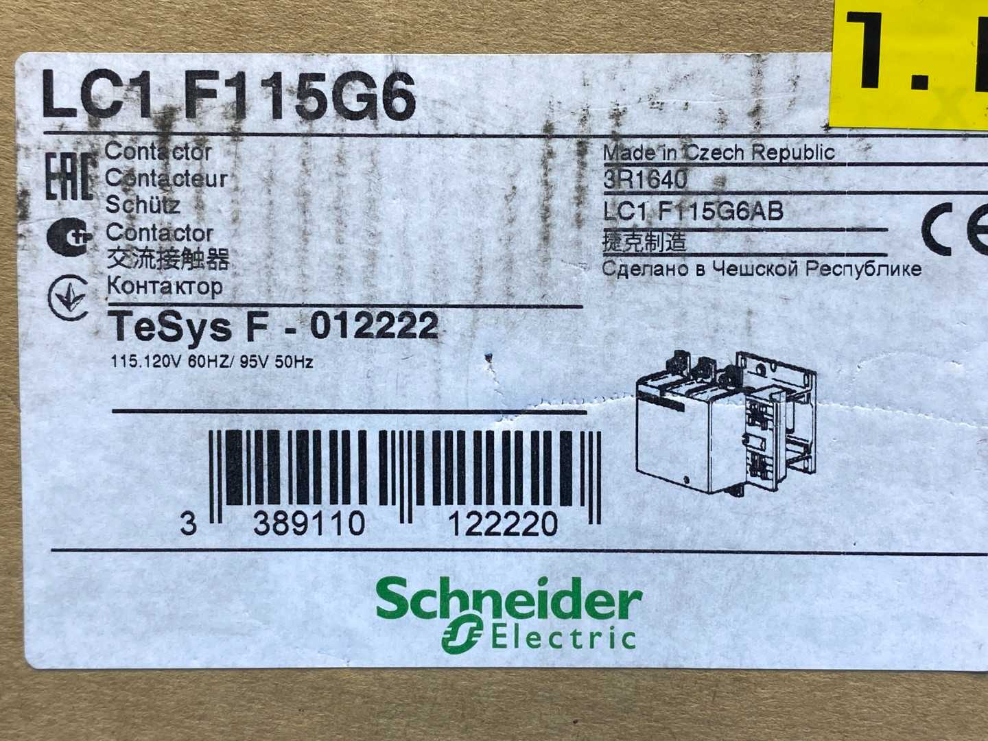 Schneider Electric TeSys LC1F115G6 Contactor – 115A, 3-Pole, 600V AC Coil