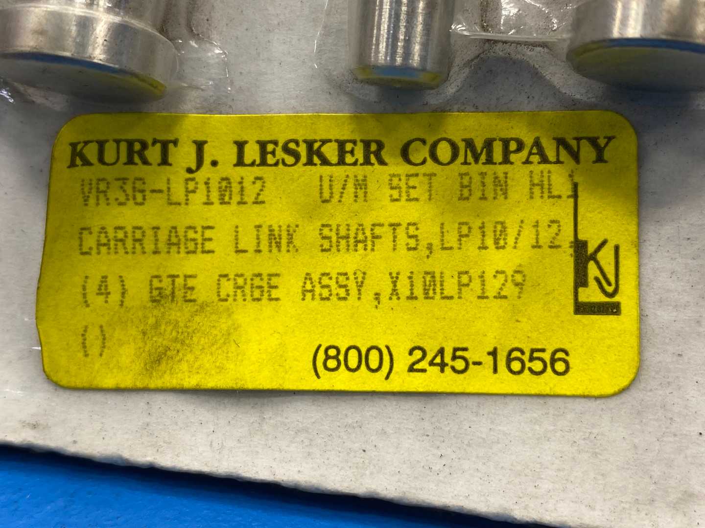 Kurt J. Lesker Co. Carriage Link Shafts, LP10/12 (4) GTE CRGE ASSY, X10LP129; VR3G-LP1012, U/M SET BIN HL1