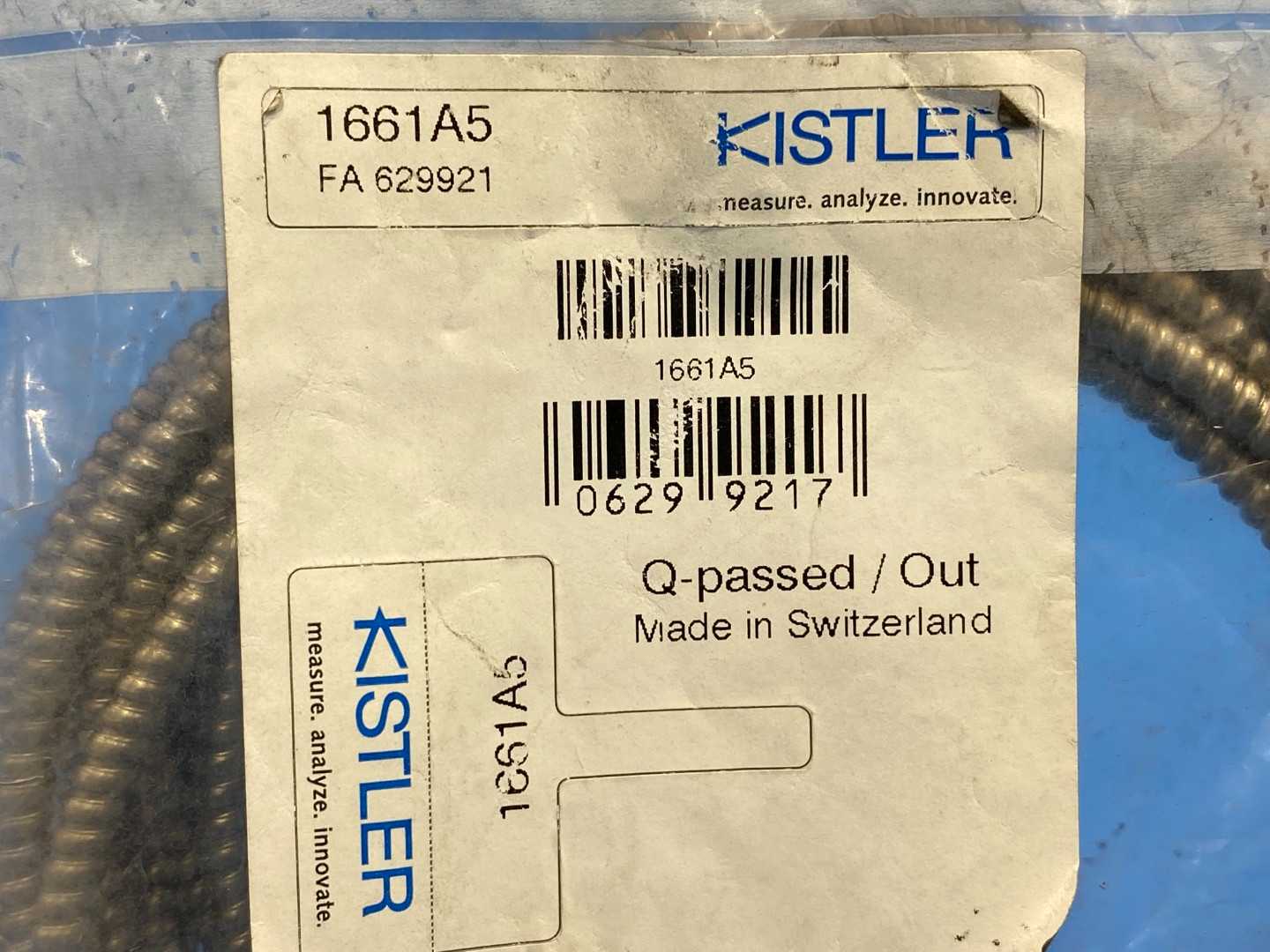 Kistler 1661A5 Pressure Sensor Cable Extension Q-Passed / Out 5M