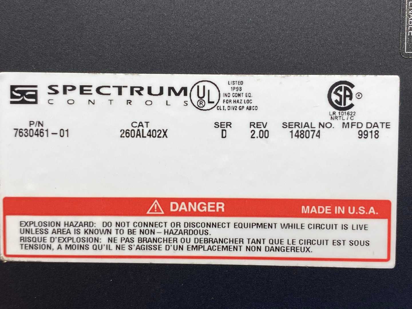 Spectrum Control Operator Interface SOI Series 200, 260AL402X