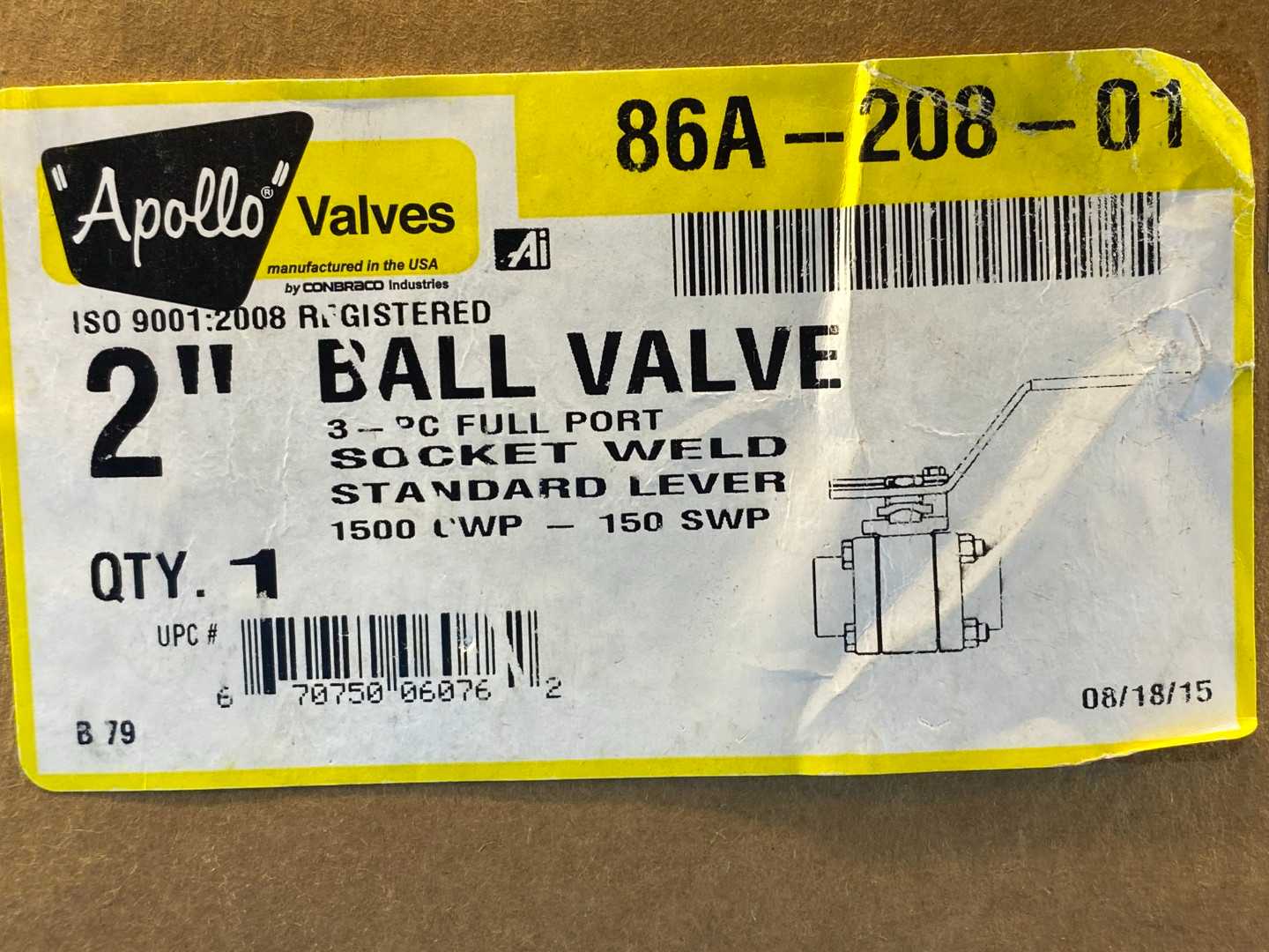 Apollo 2" Ball Valve, 86A-208-01;  1500 CWP