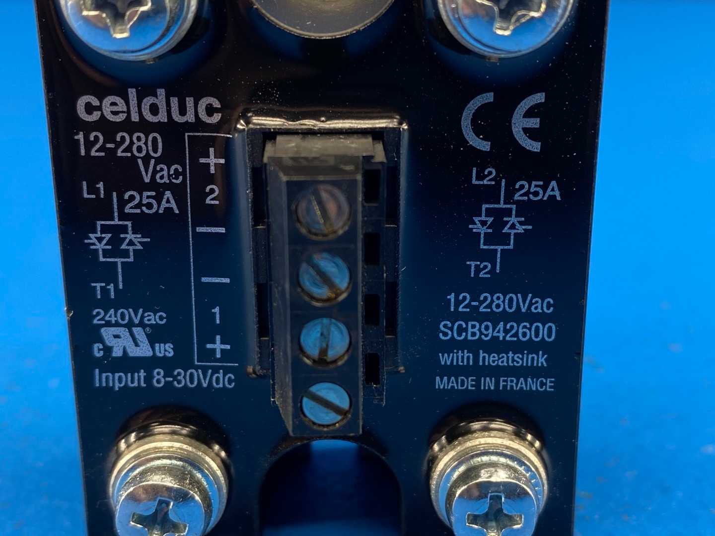 Celduc SCB942600 Double Solid-State Relay (SSR) 12-280VAC, Input 8-30VDC, 25A