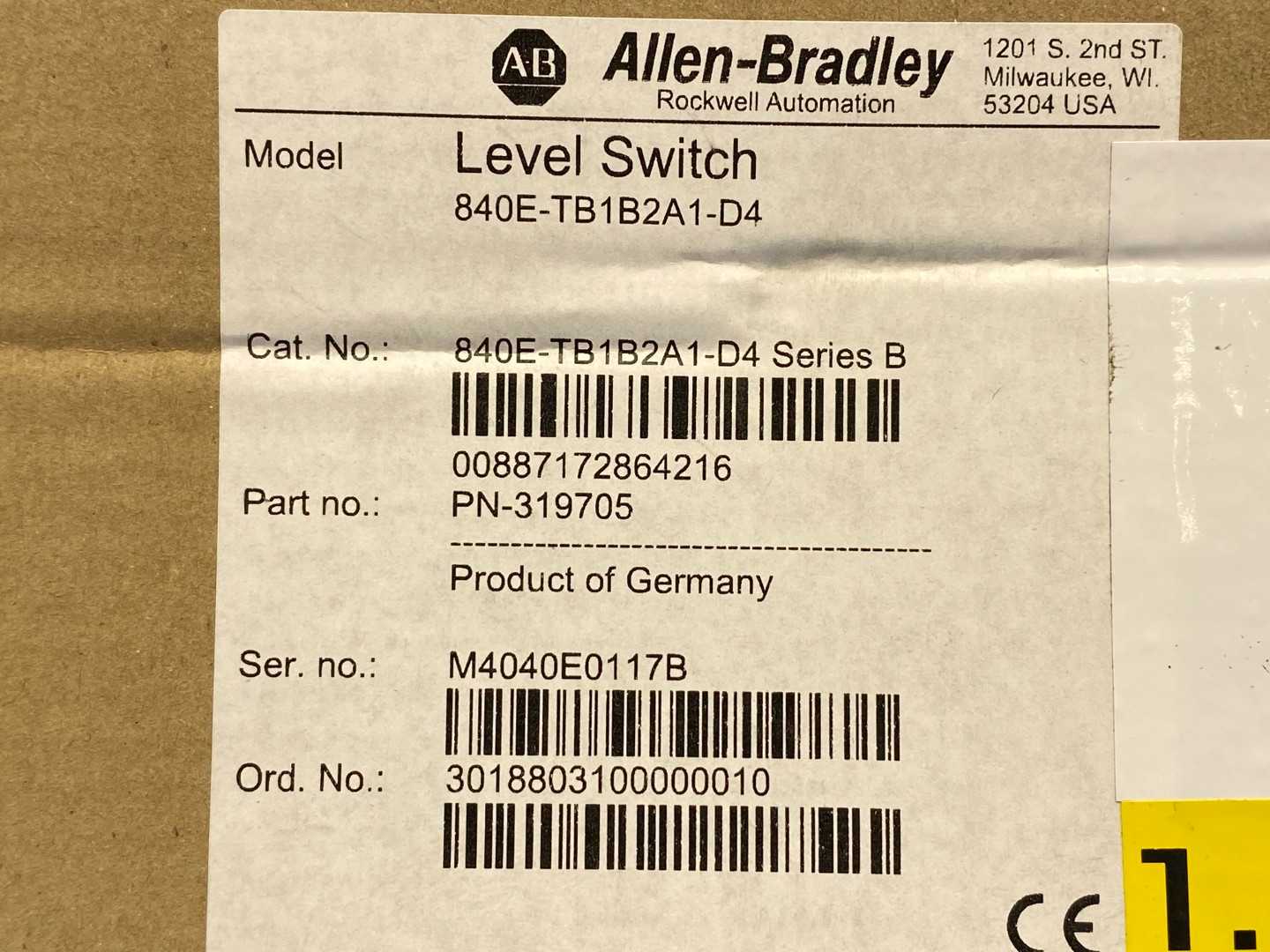 Allen-Bradley Level Switch 840E-TB1B2A1-D4