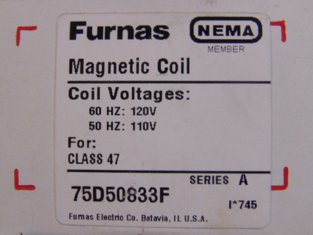 FURNAS 75D50833F MAGNETIC CONTACTOR COIL 60HZ  110/120V