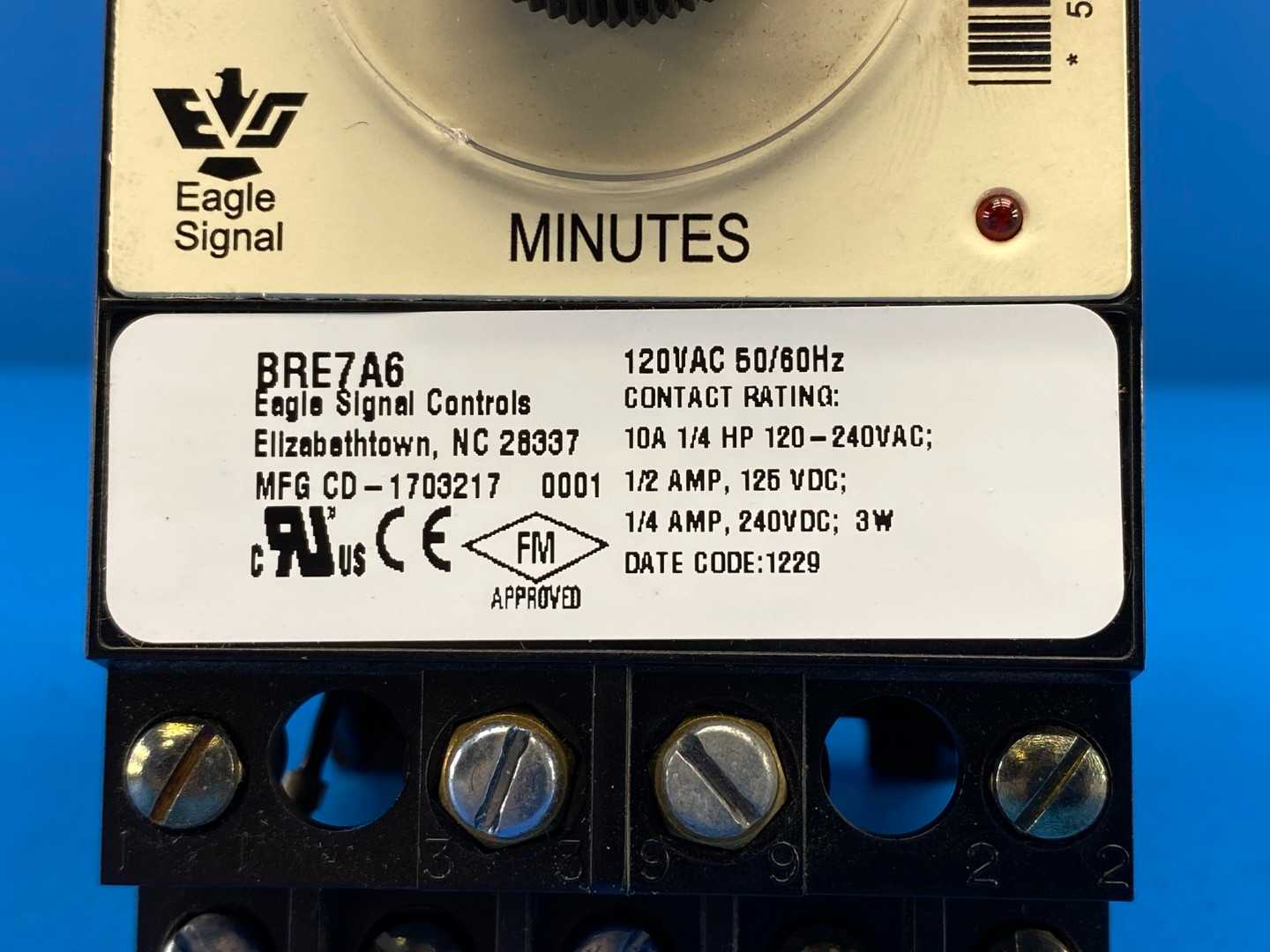 Danaher Eagle Signal BRE7A6 Reset Timer 5 min 10A 120-240VAC