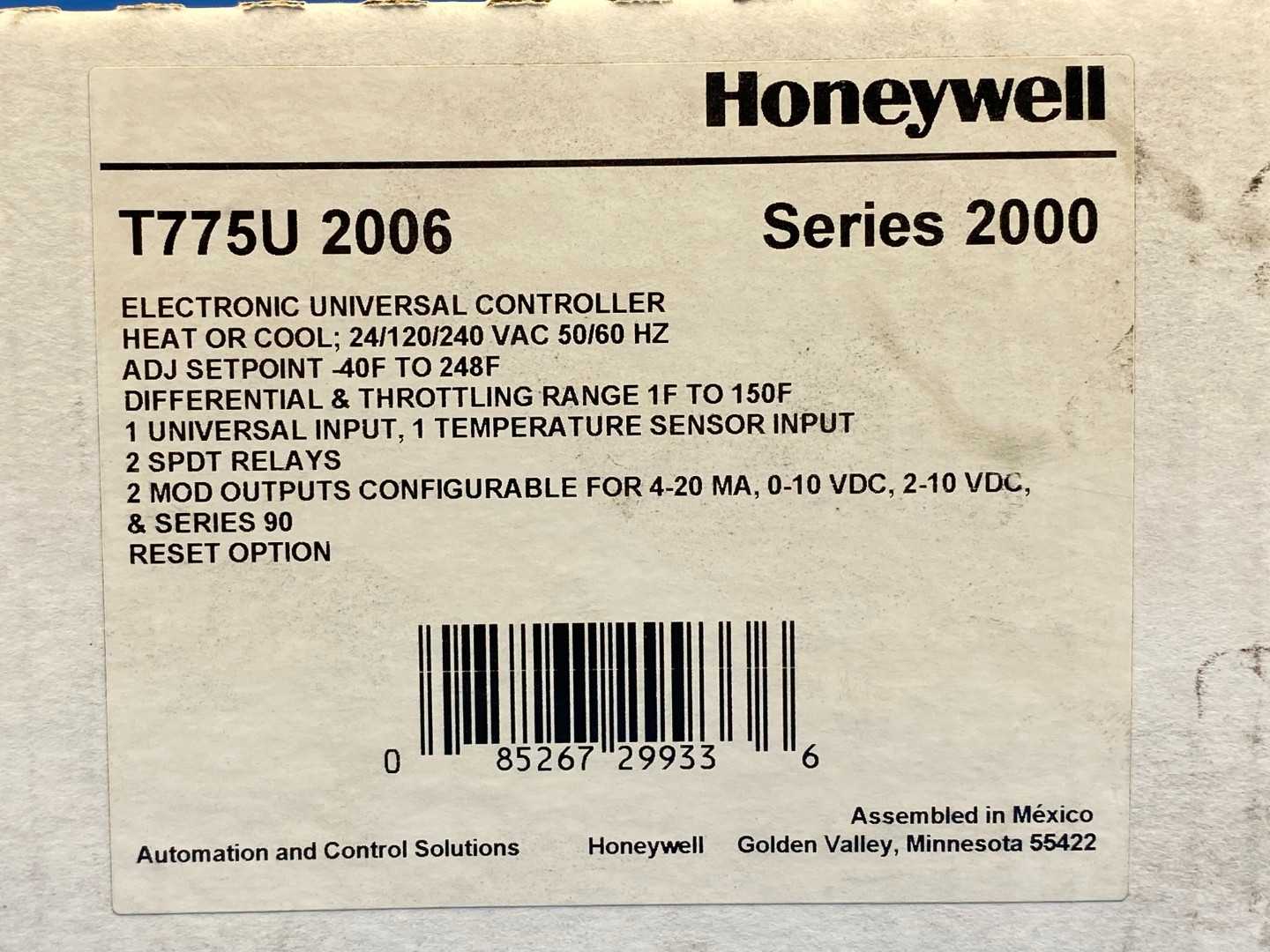 Honeywell T775U2006 Series 200 Electronic Universal Controller – Heat/Cool, 24/120/240VAC, 50/60Hz