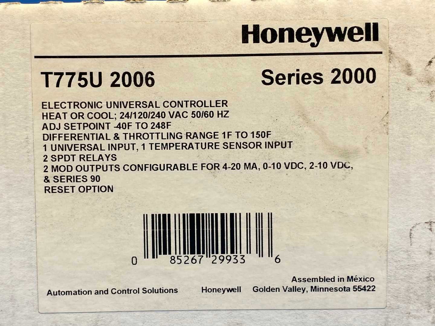 Honeywell T775U2006 Series 200, Electronic Universal Controller Heat or Cool , 24/120/240VAC; 50/60Hz