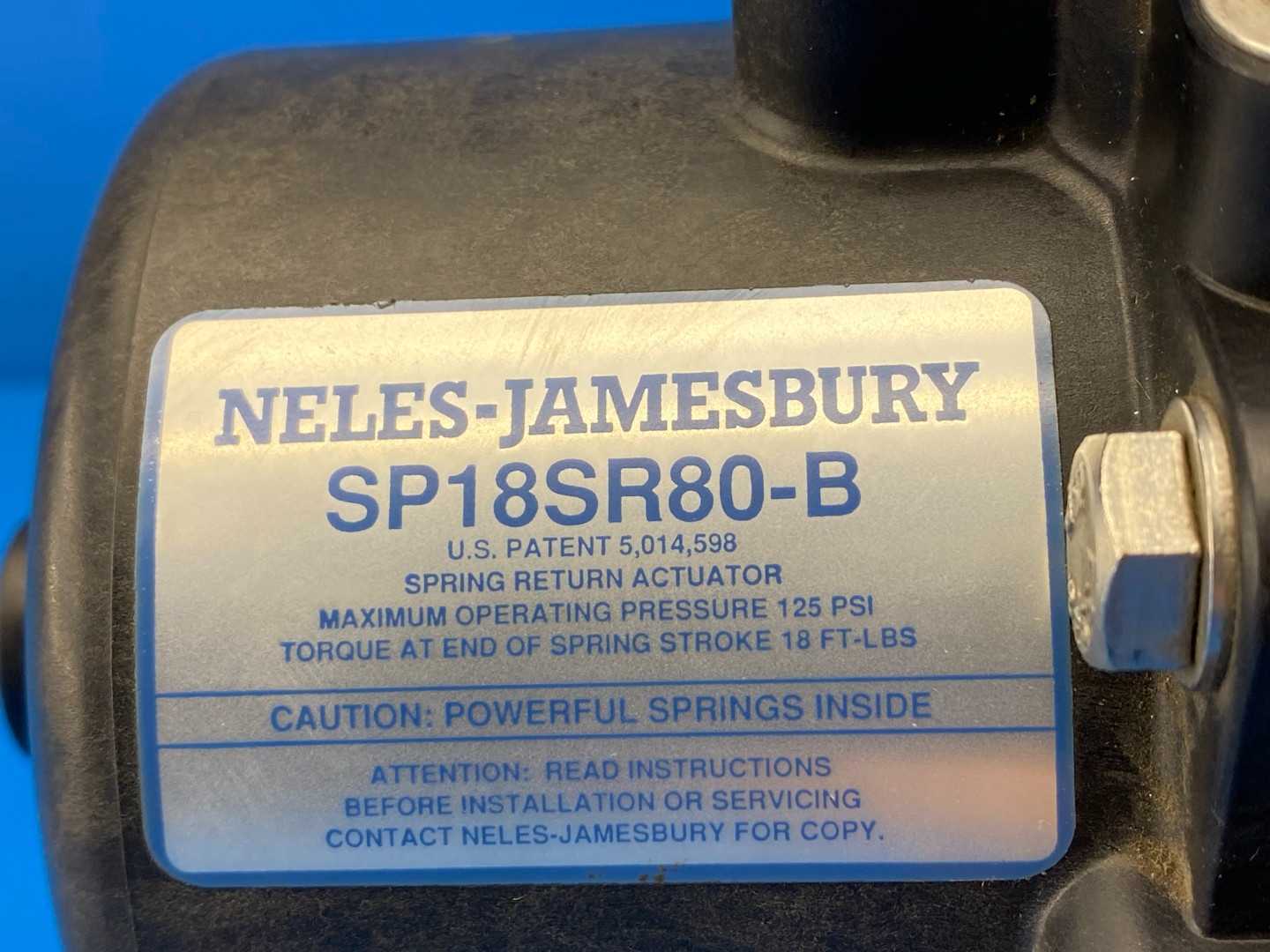 Neles-Jamesbury, SP18SR80-B, Pneumatic Actuator, Spring Return, 125 PSI Max, 18 ft-lbs Spring Stroke