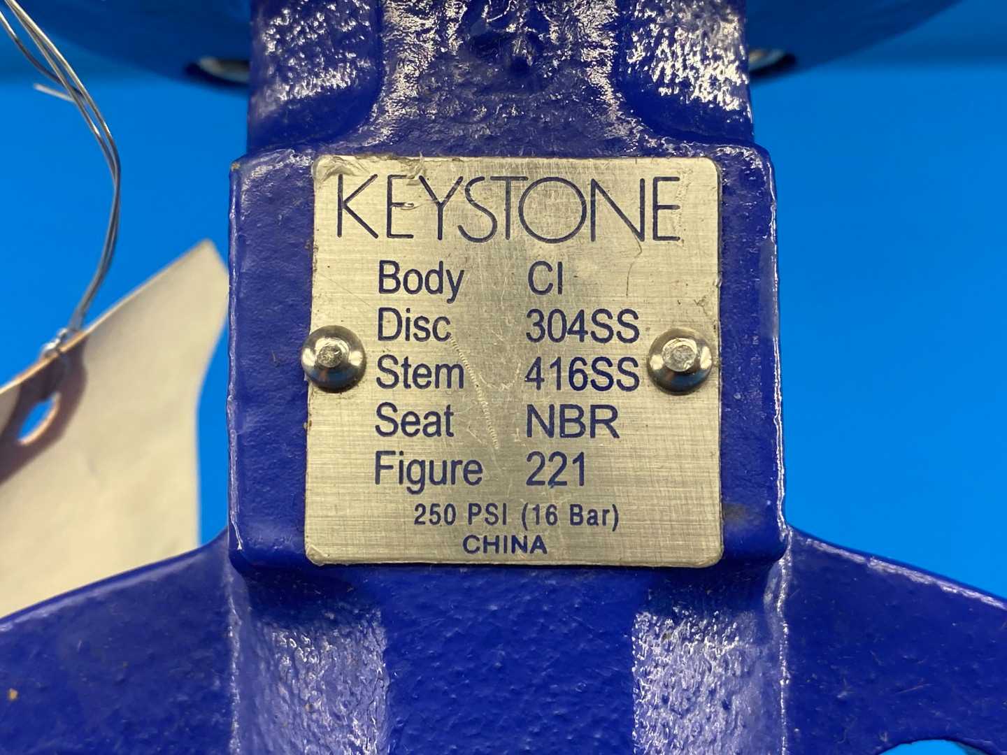 KEYSTONE Figure 221, 4" Butterfly Valve CI Body 304SS Disc 416SS Stem NBR Seat 250 PSI