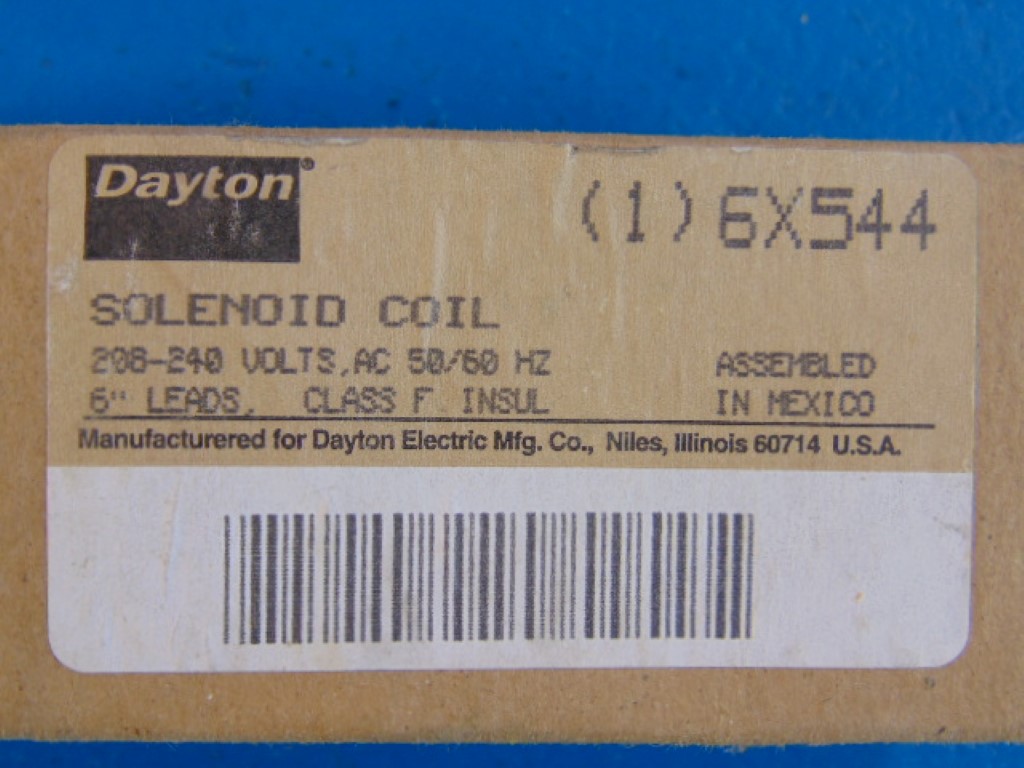 DAYTON 6X544 20-220/208-240V 17/12W 50/60HZ SOLENOID COIL