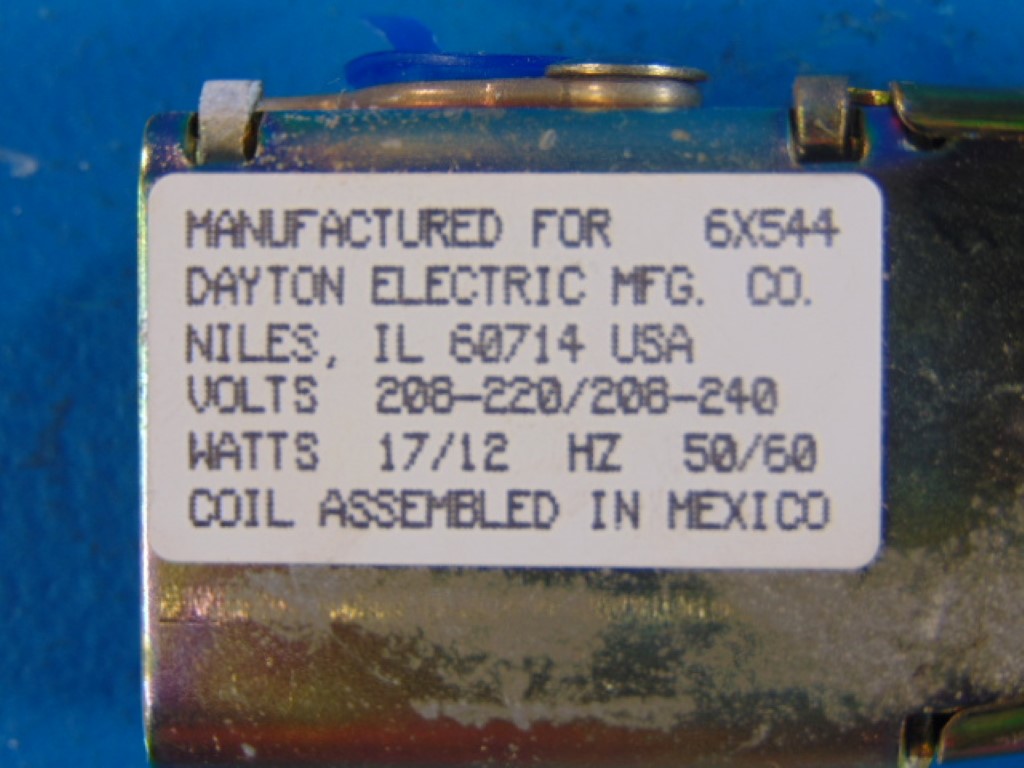 DAYTON 6X544 20-220/208-240V 17/12W 50/60HZ SOLENOID COIL