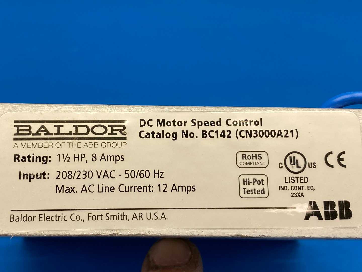 C142 BALDOR 16 Amp SCR 230VAC Chassis Drive 180VDC Output 1-Way (Part# CN3000A21)