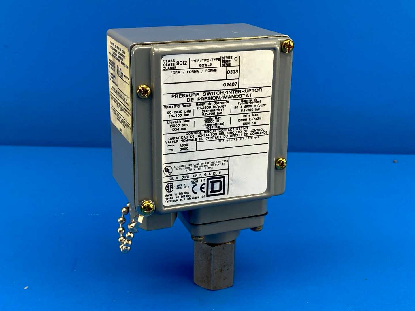 Square D 9012GCW-2 Pressure Switch Serie C