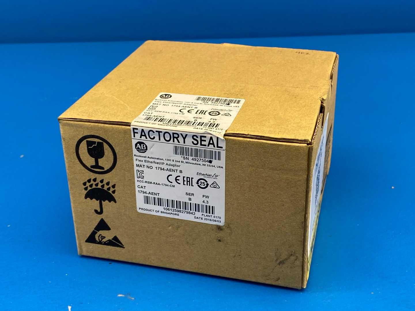 Allen-Bradley, 1794-AENT SER B, FLEX I/O EtherNet/IP Adapter, 24V DC / 10/100 Mbps /up to 8 I/O modules (Factory Sealed)