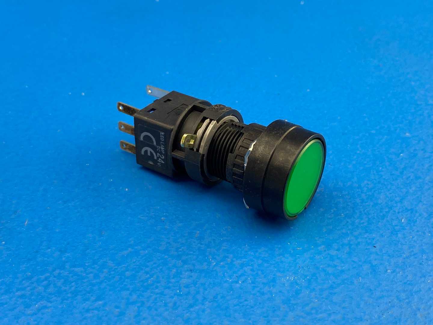 IDEC, HA1L-M1C14G, Illuminated Pushbutton Switch, 16mm / Momentary / 1 NO + 1 NC Contacts / Green