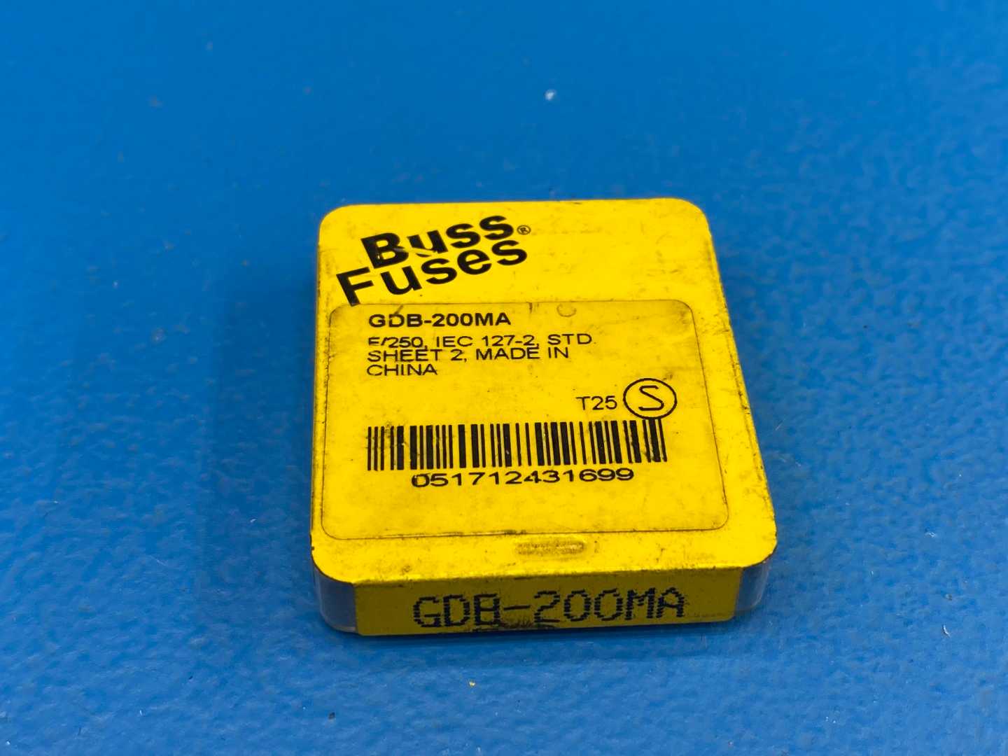 Bussmann, GBD-200MA, Glass Tube Fuse, 200mA / 250V / Time-delay