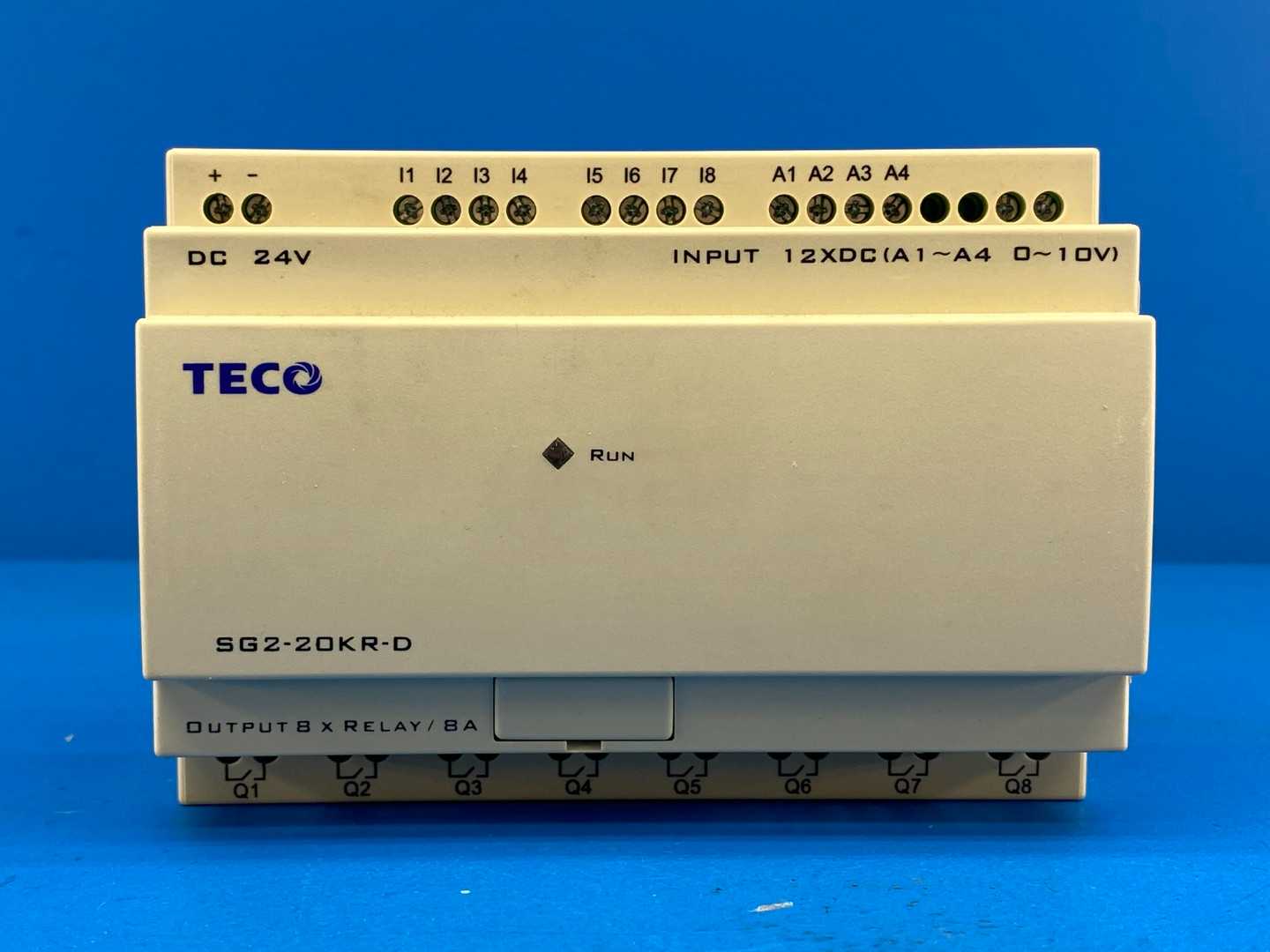 TECO SG2-20KR-D Programmable Logic Controller, 24VDC Input, 8 Relay Outputs (240VAC/8A)