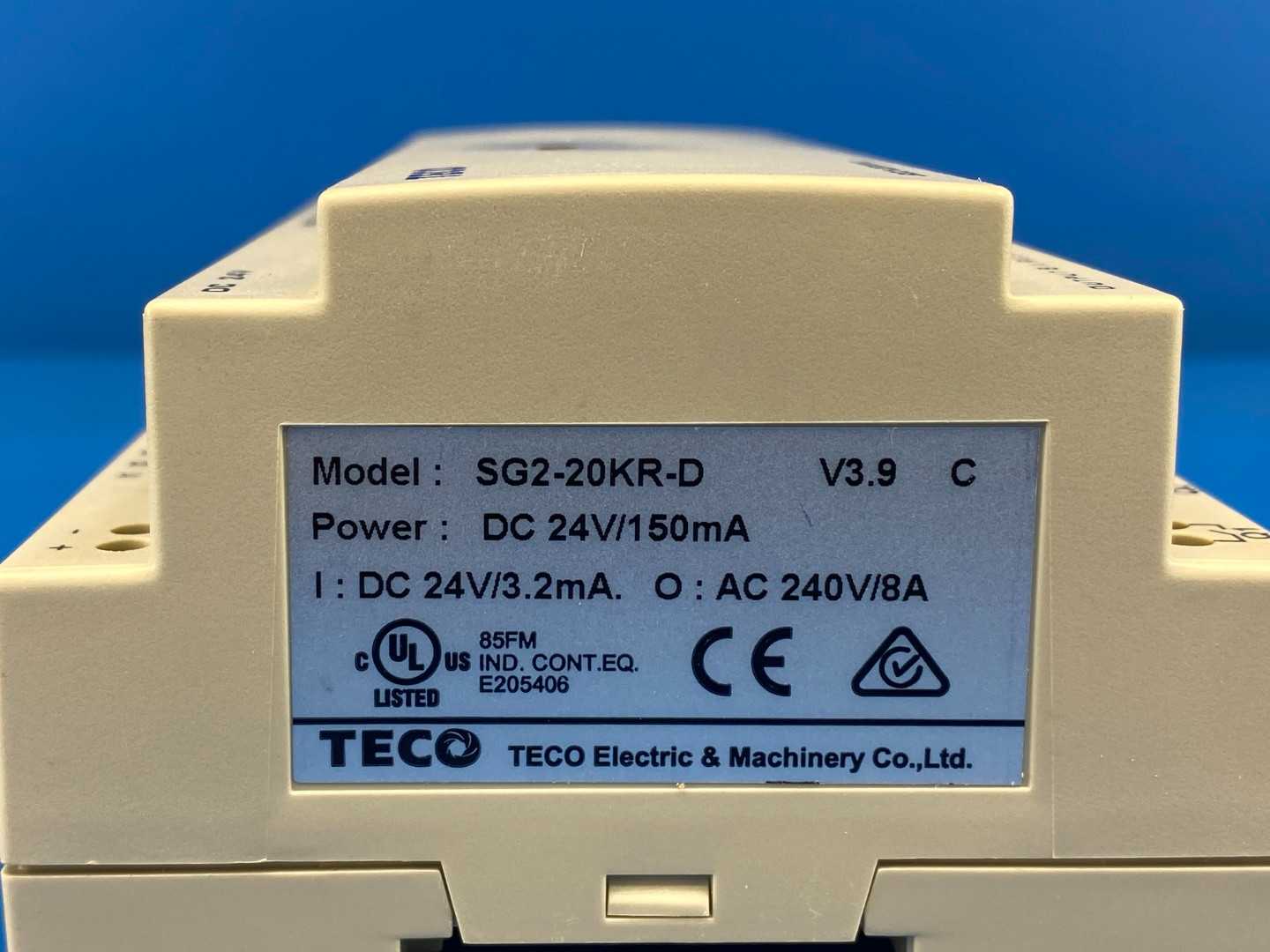 TECO SG2-20KR-D Programmable Logic Controller, 24VDC Input, 8 Relay Outputs (240VAC/8A)