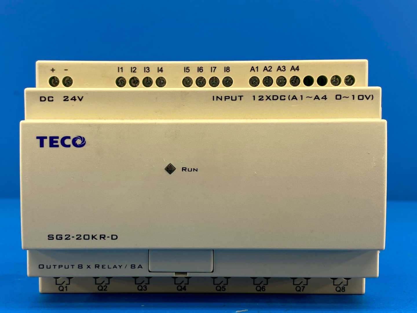 TECO SG2-20KR-D Programmable Logic Controller, 24VDC Input, 8 Relay Outputs (240VAC/8A)