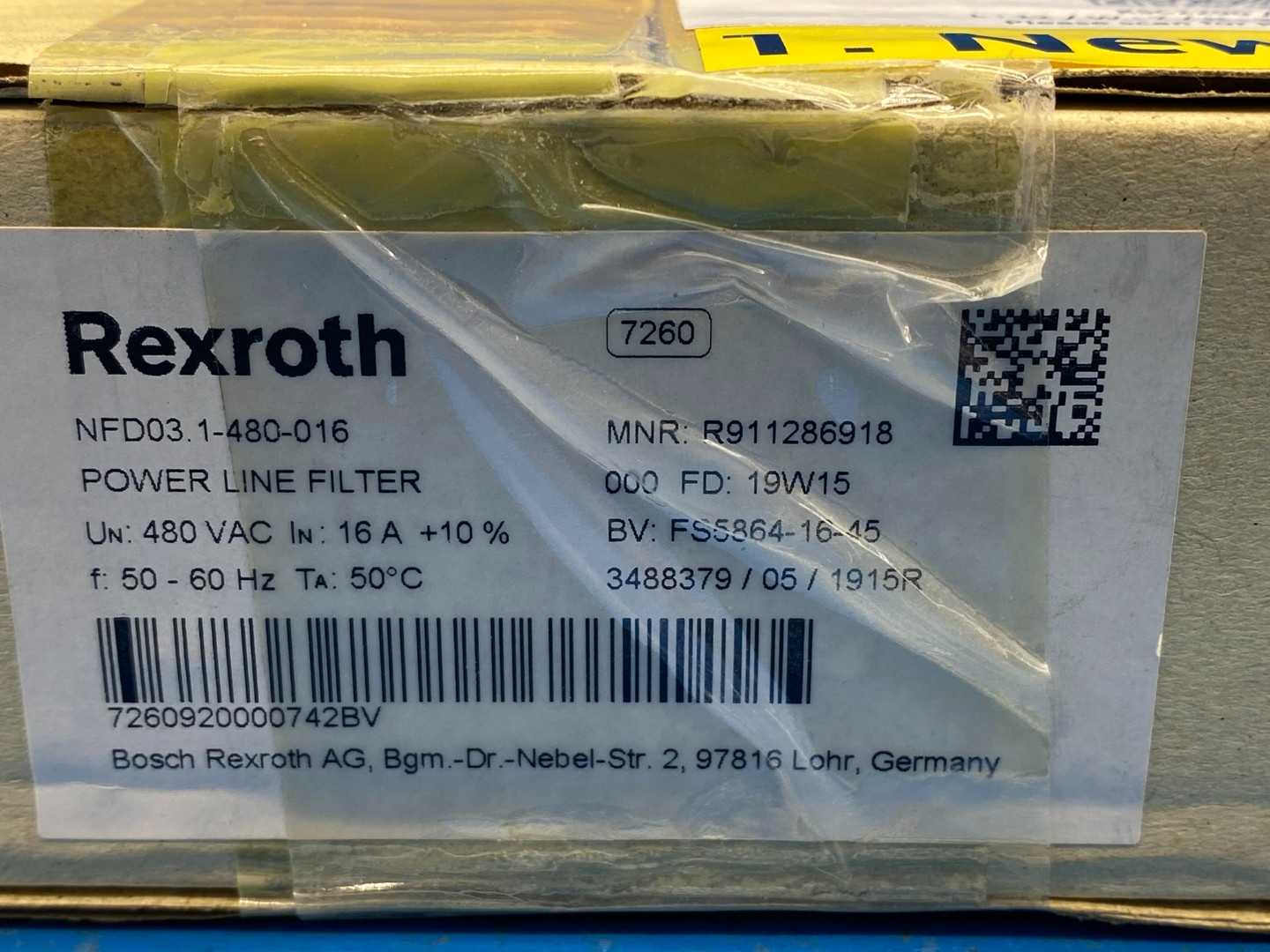 Rexroth NFD03. 1-480-016 Power Line Filter (MNR: R911286918)