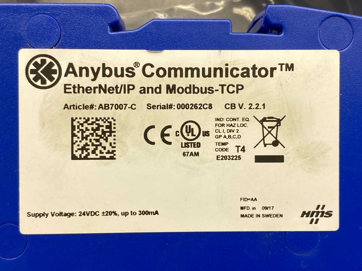 HMS Anybus Communicator AB7007-C, EtherNet/IP and Modbus-TCP