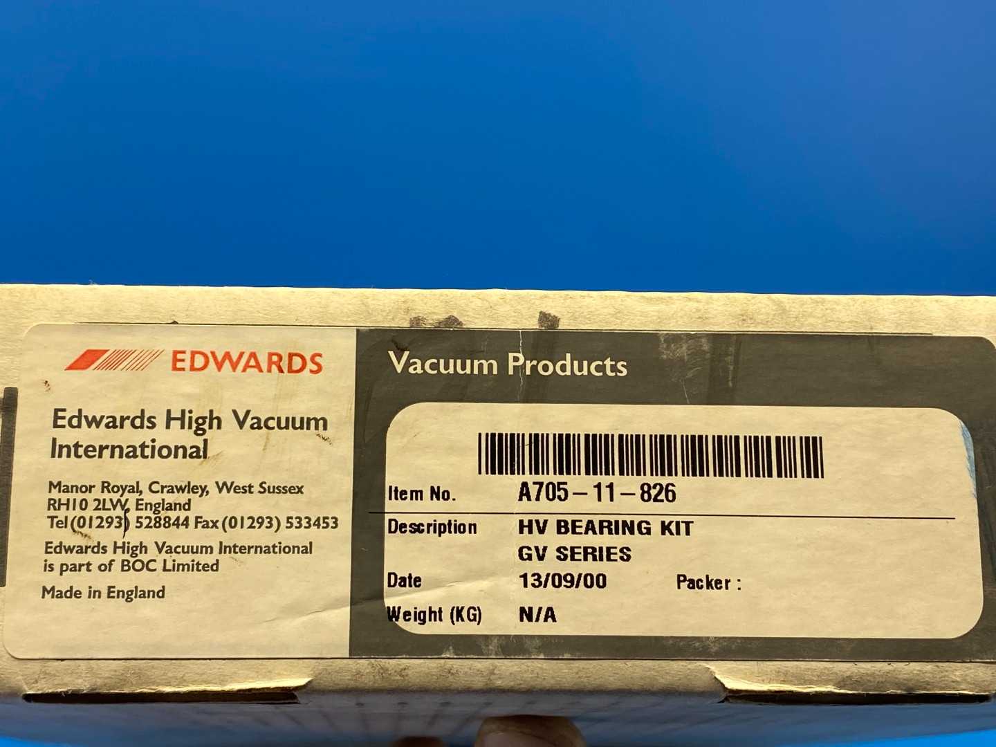 Boc Edwards A705-11-826, HV Bearing Kit GV Series GV PumpsSpare Kit