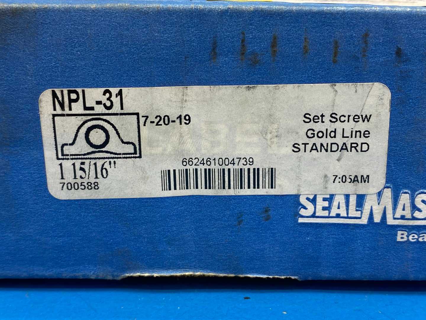 Seal Master NPL-31, 1-15/16, Pillow Block Ball Bearings Gold Line Standard