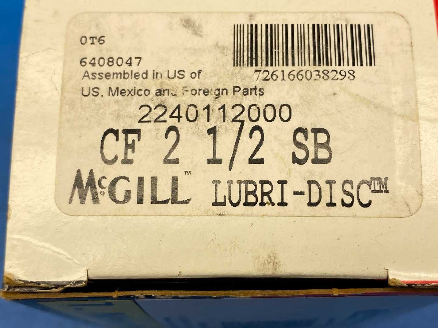 McGill CF 2 1/2 SB Cam Follower Bearing 2.5" Roller Dia, 1.5" Roller Width, 1" Stud Dia