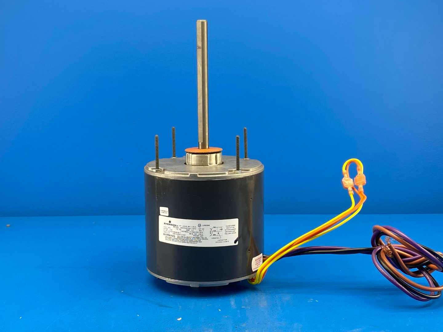 1/2 HP, 460V, 1 PH, 1100 RPM, Emerson Fan Motor KA55HXFBH-1742 (M0T02367) Shaft: 1/2DIA x 6, Frame 48Y, 1.5Amps
