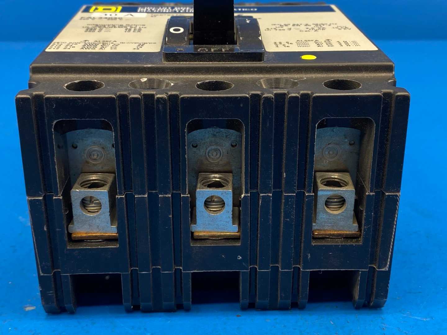 30Amp Square D FAL34030 Circuit Breaker, 3-Pole, 480V AC, 250V DC, 50/60 Hz