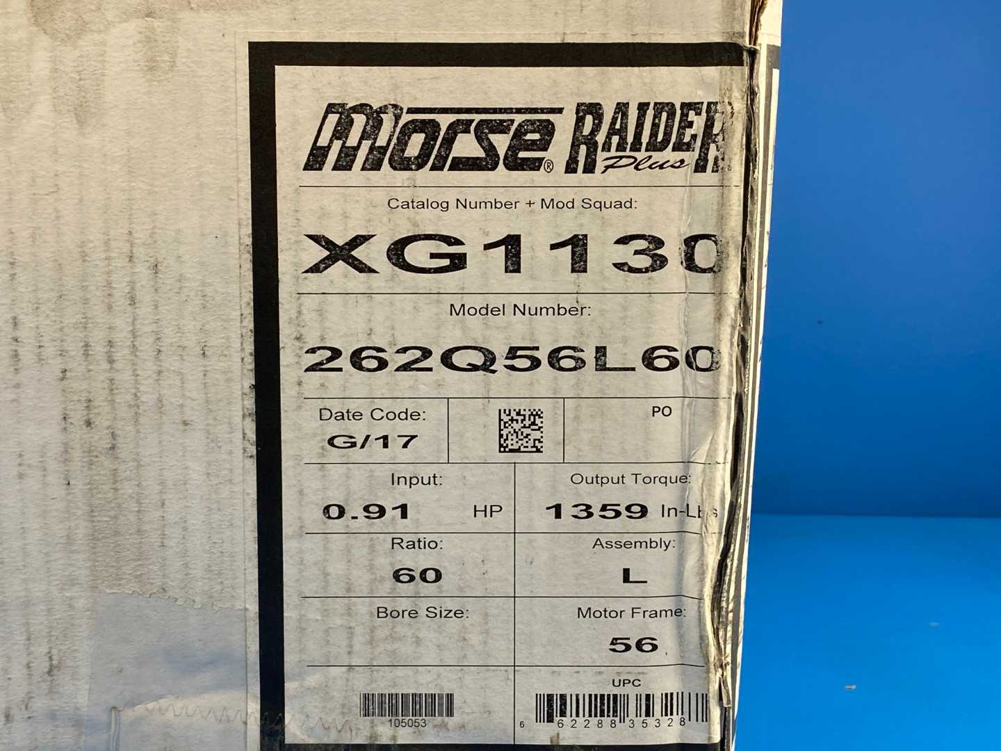 Morse Raider XG1130 Gear Reducer Motor 262Q56L60 - Industrial Power Drive