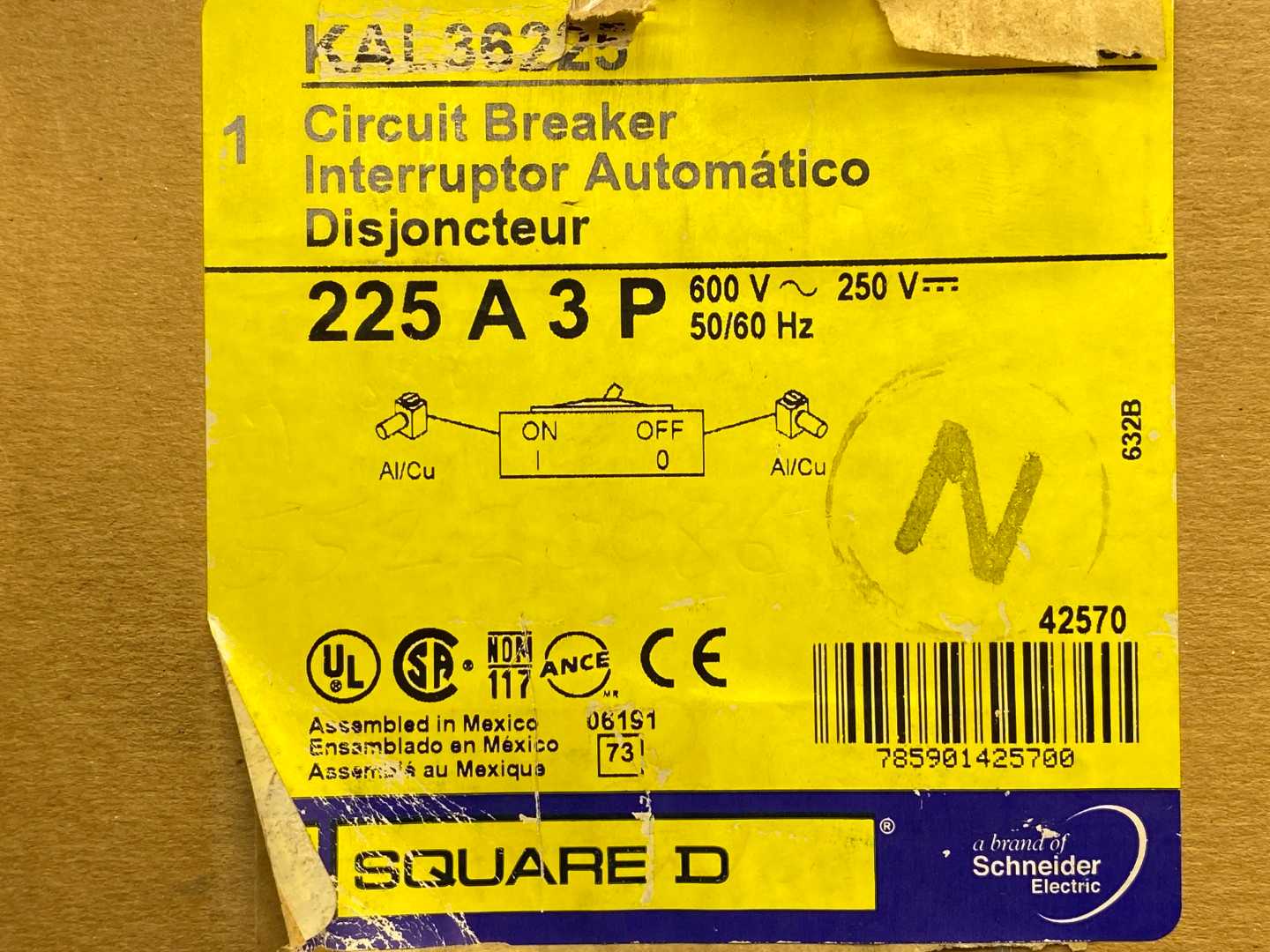 Square D 225A (KAL36225), Circuit Breaker