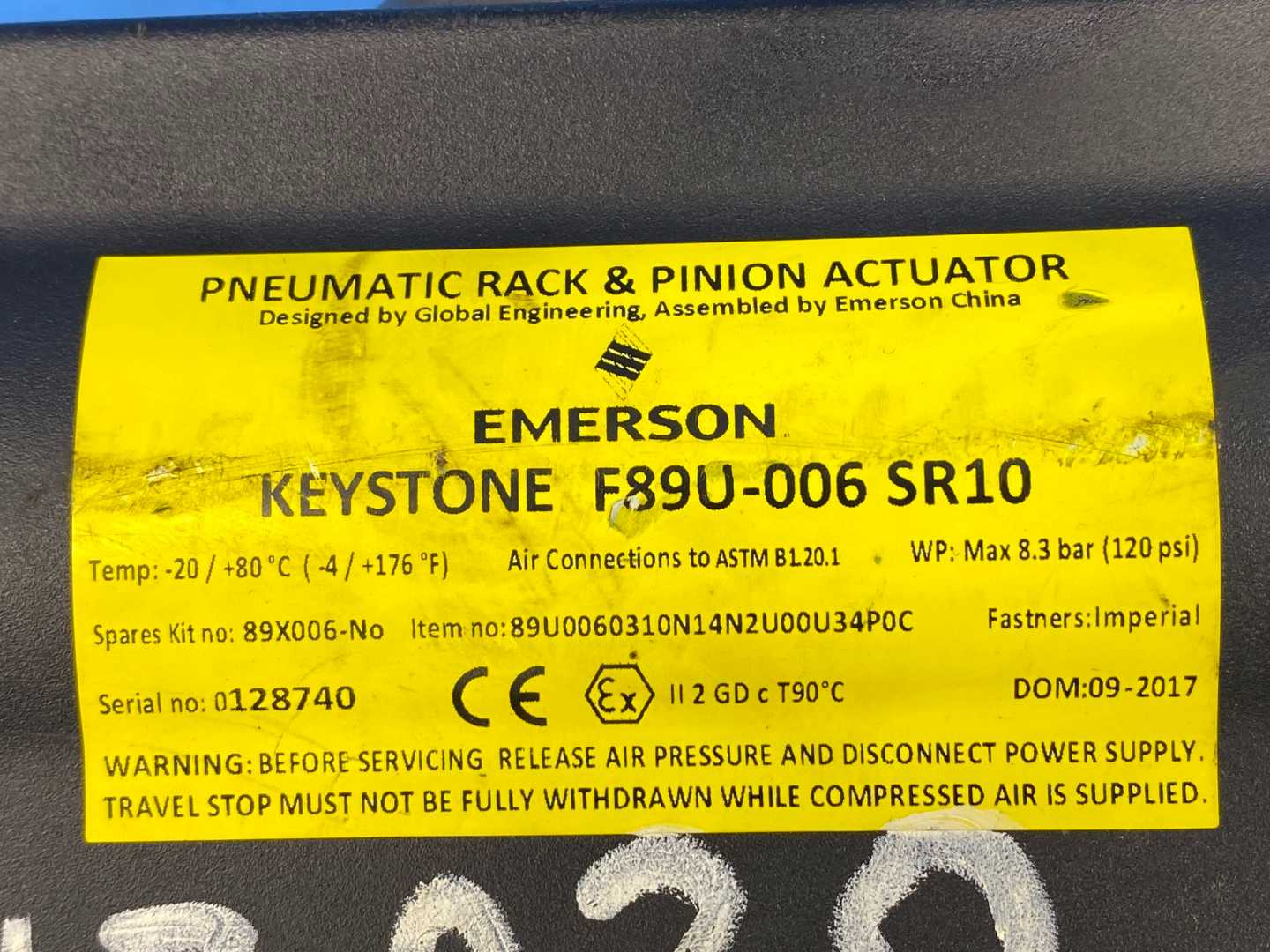 Emerson KEYSTONE F89U-006 SR10 w/ Keystone Body CI Disc 304SS Stem 416SS Seat NBR Figure 222