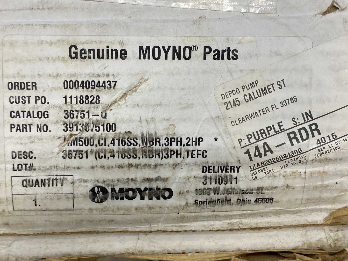 Moyno Pump 36751 3913675100 w/  Baldor Motor 36L80-94