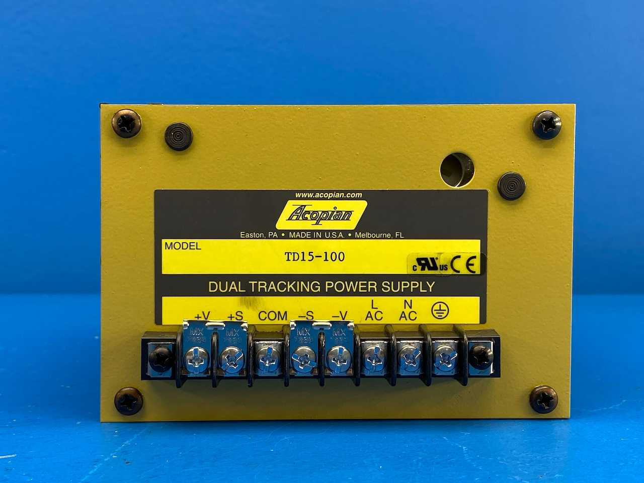 Acopian 15VDC Dual Tracking Power Supply TD15-100