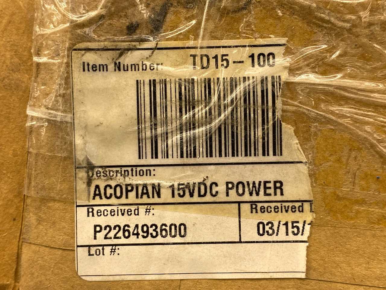 Acopian 15VDC Dual Tracking Power Supply TD15-100