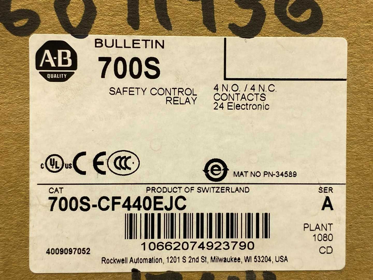 Allen-Bradley 700S-CF440EJC, Safety Control Relay Series A