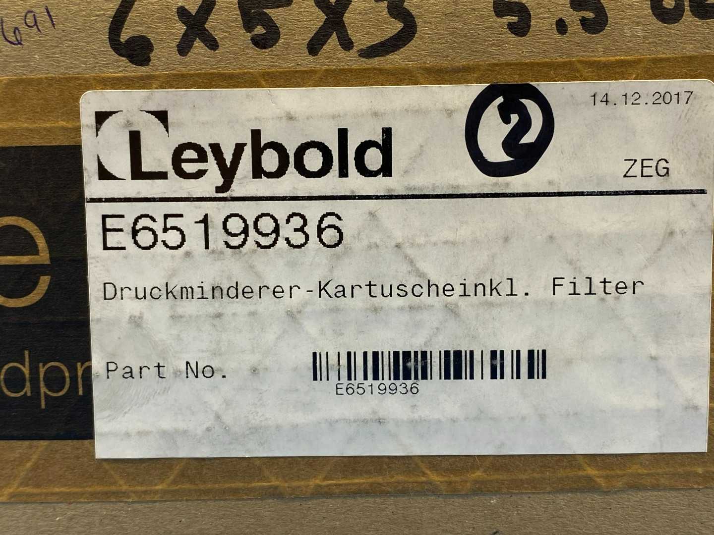 Leybold E6519936, Druckminderer - Kartuscheinkel. Filter Pressure Relief Cartridge