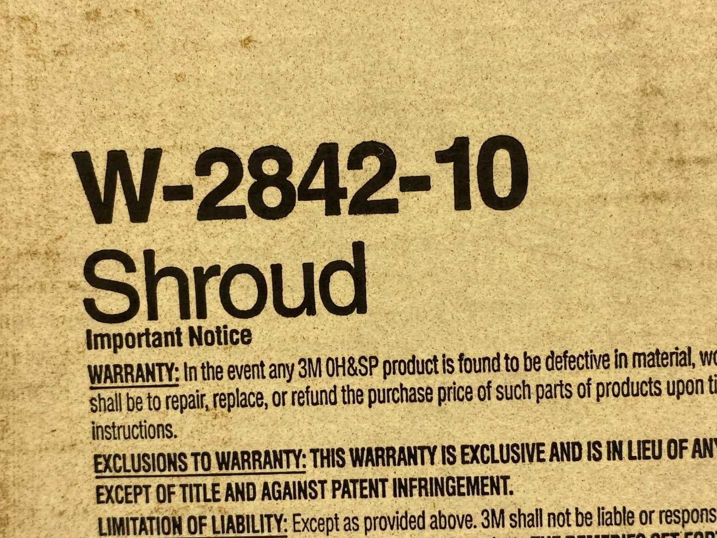 3M W-2842-10 Shroud