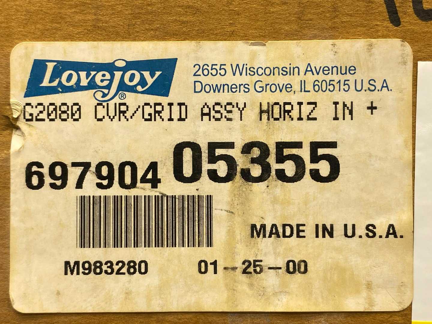 LoveJoy 69790405355, G2080 (Currently 1080) Cover/Grid Assembly (Horizontal Split)