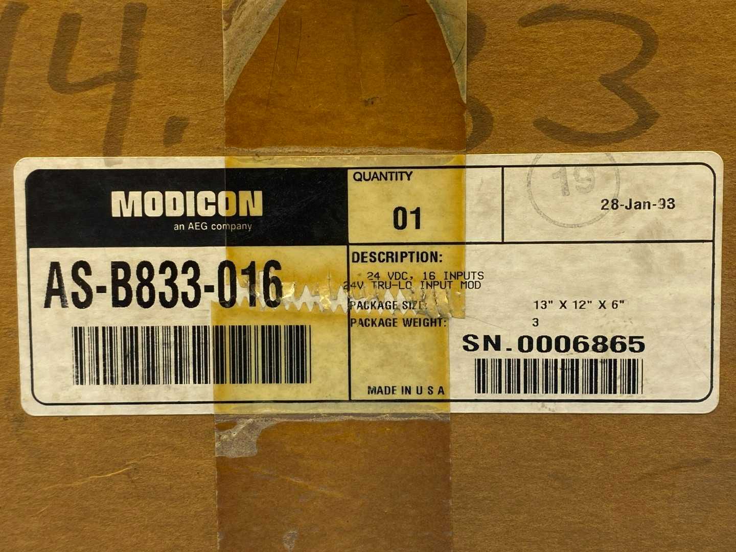 AEG Modicon AS-B833-016 24 VDC, 16 Inputs, True-Logic Input Module