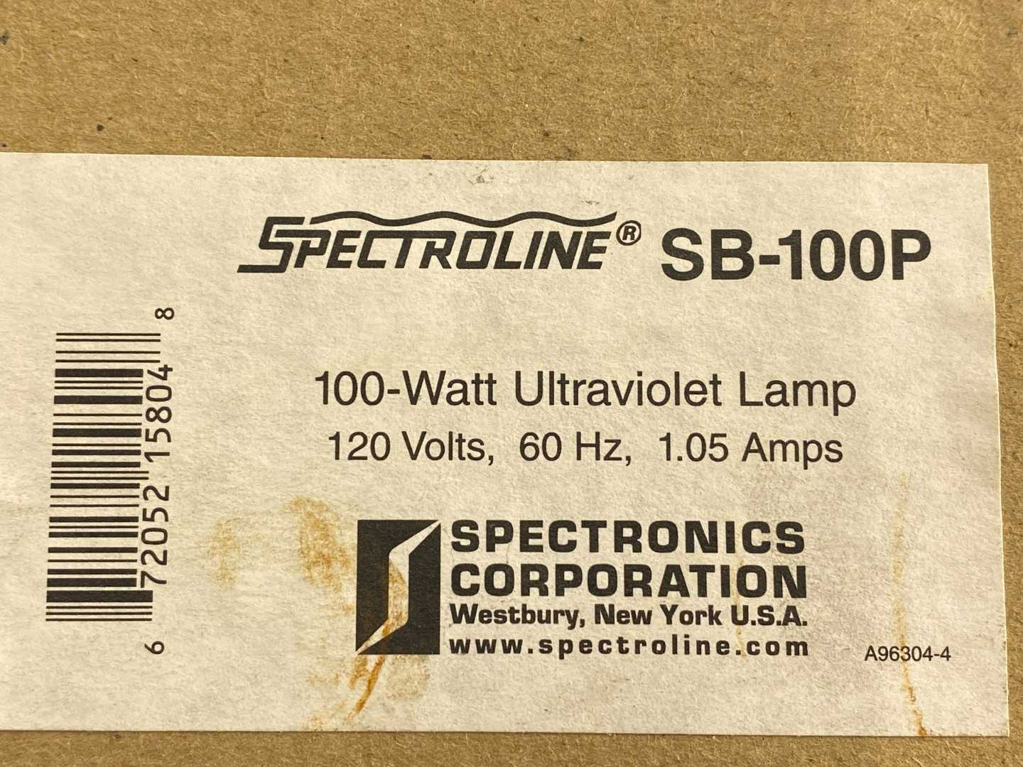 Spectroline SB-100P, 100-Watt Ultraviolet Lamp