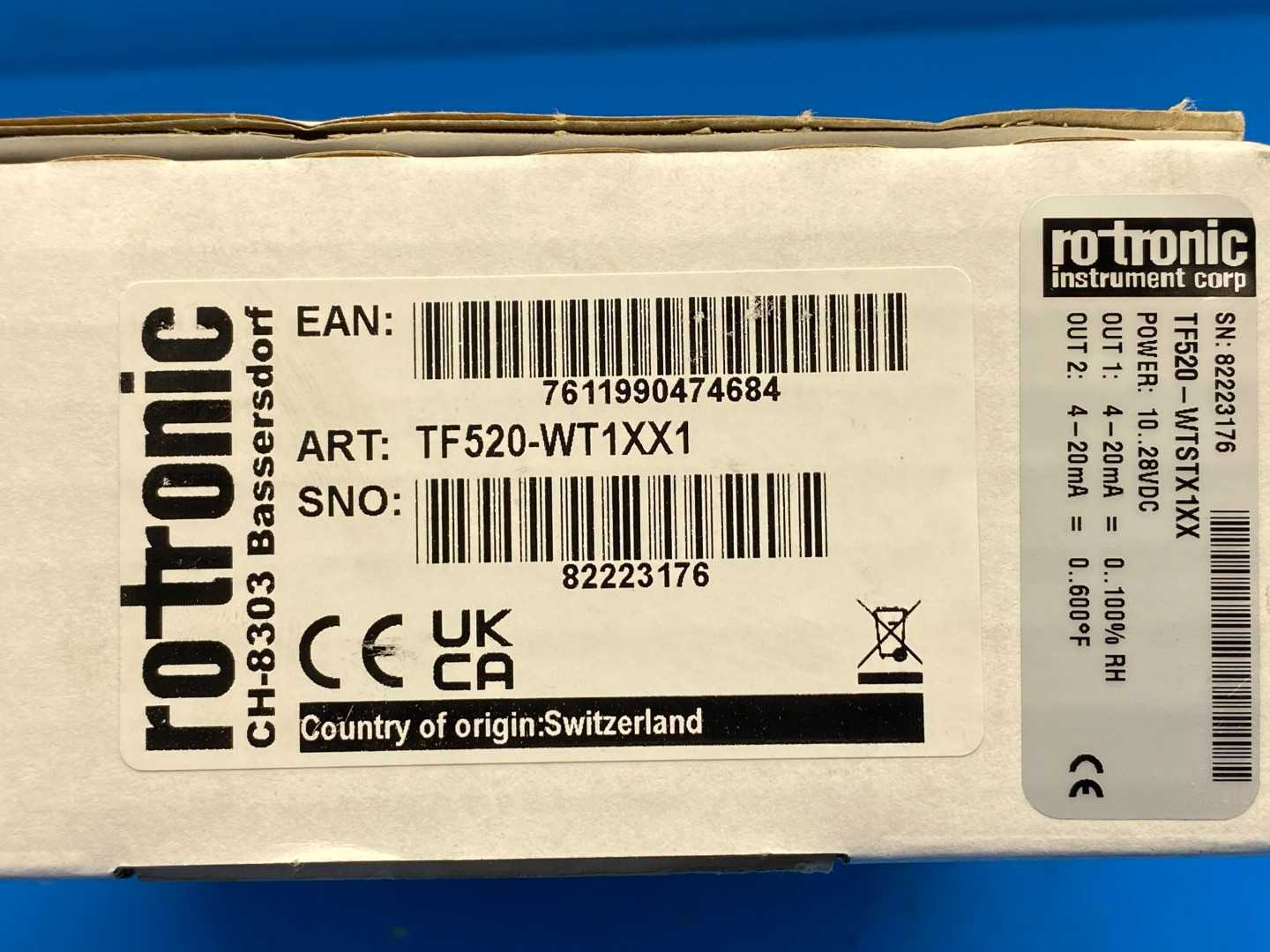 Rotronic TF520-WT1XX1Temperature Transmitter (TF520-WTSTX1XX)