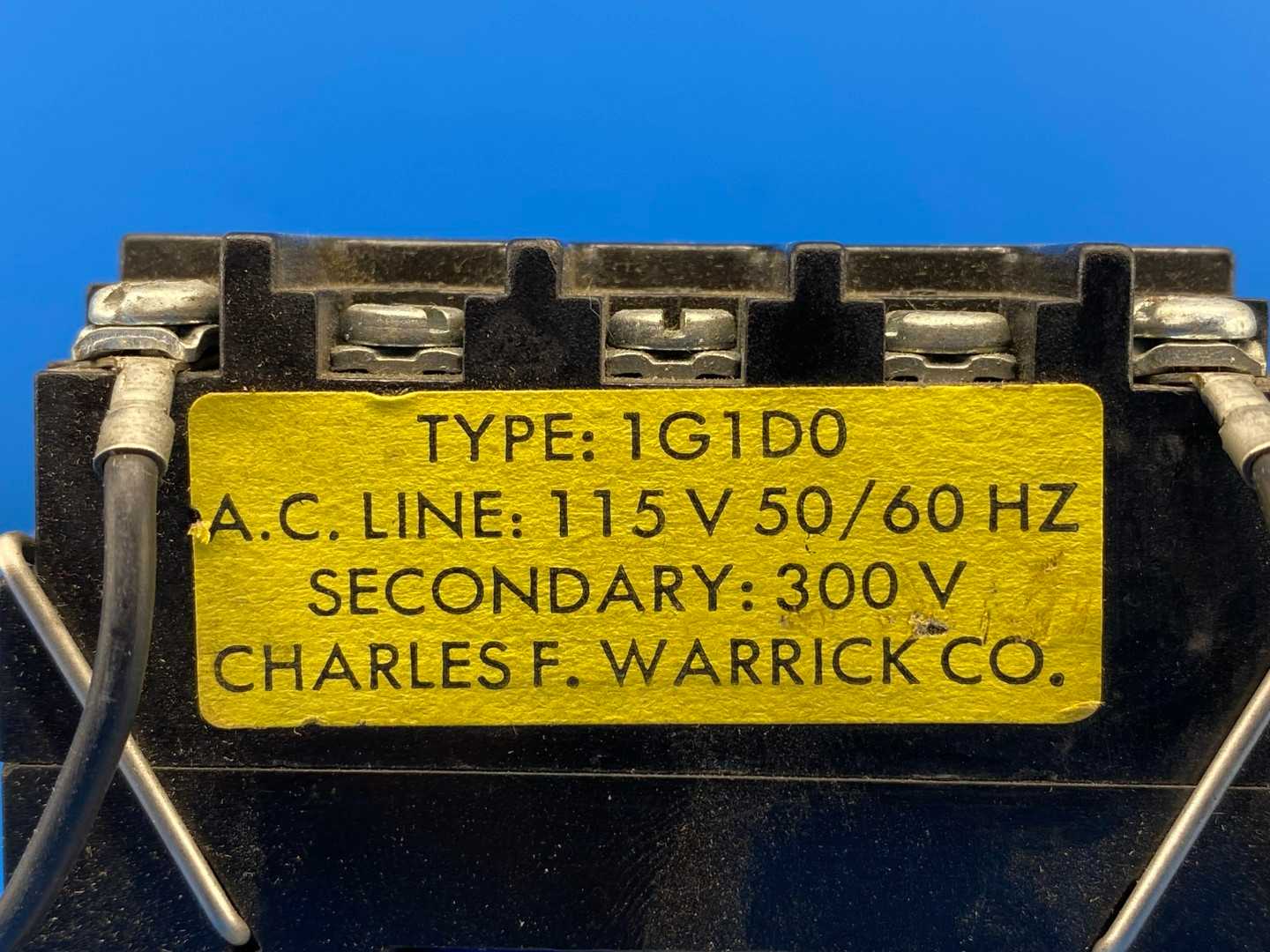 Warrick Co. Type 1G1D0, Transformer