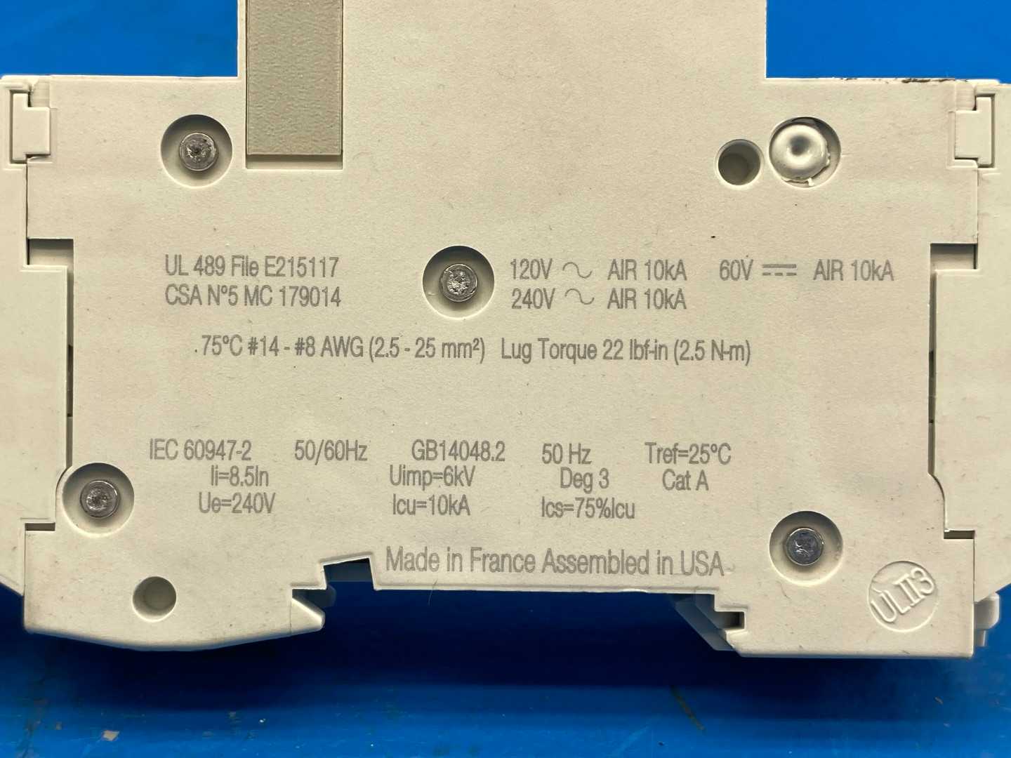 Schneider Electric 60106 C60 MINIATURE CIRCUIT BREAKER MILTI 9 C60